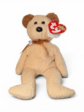 Ty Huggy 2000 Beanie Baby Cream Plush Bear Date of Birth August 20, 2000 Vintage